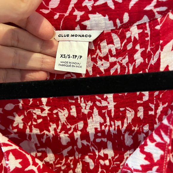 Club Monaco swim dress cinched red and white pompom - Picture 3 of 4